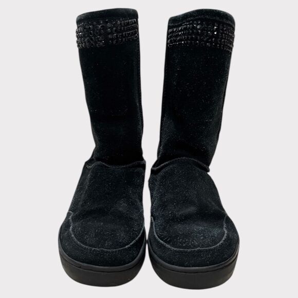 Vintage Arleen C Suede Rhinestone Boots UGG Style 7 Legally Blonde Era - Picture 2 of 5